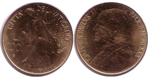 Vatikanstadt 200 lire 1980 - lire,